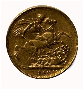 1898 United Kingdom Great Britain Gold Sovereign (“Old Head” Victoria). Struck in 22-karat gold