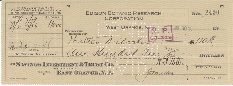 3 Edison Botanic Research Corporation Checks