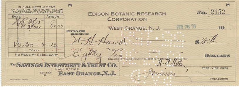 3 Edison Botanic Research Corporation Checks