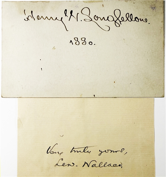 Signatures of Two American Icons, c. 1880: Poet Henry Wadsworth Longfellow, Dated 1880, and General Lew Wallace, Author of Ben-Hur