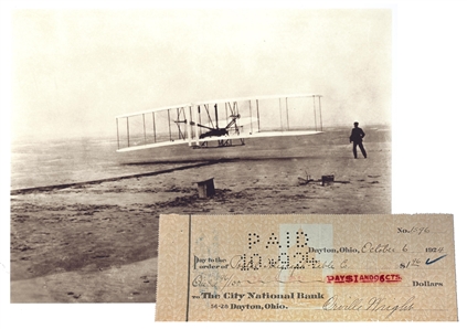 Orville Wright — Bank Check Signed, City National Bank, Dayton, Ohio, October 6, 1924, Payable to the Postal Telegraph-Cable Company